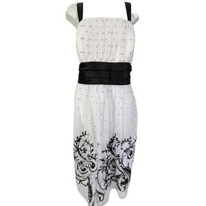 R&M Richards Womens White & Black Polka Dot Tulle Party Evening Dress sz 14W